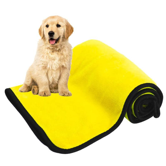 Drying Towel for Dog Bath, Quick-Drying and Super Absorbent Soft Microfiber Pet Towel big dogs big hugs, Ltd.-puppy with yellow towel
