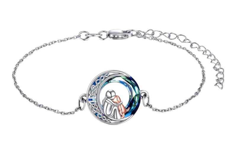 Sterling Silver Girls Dog Adjustable Bracelet Jewelry Gift with Crystal big dogs big hugs, Ltd.