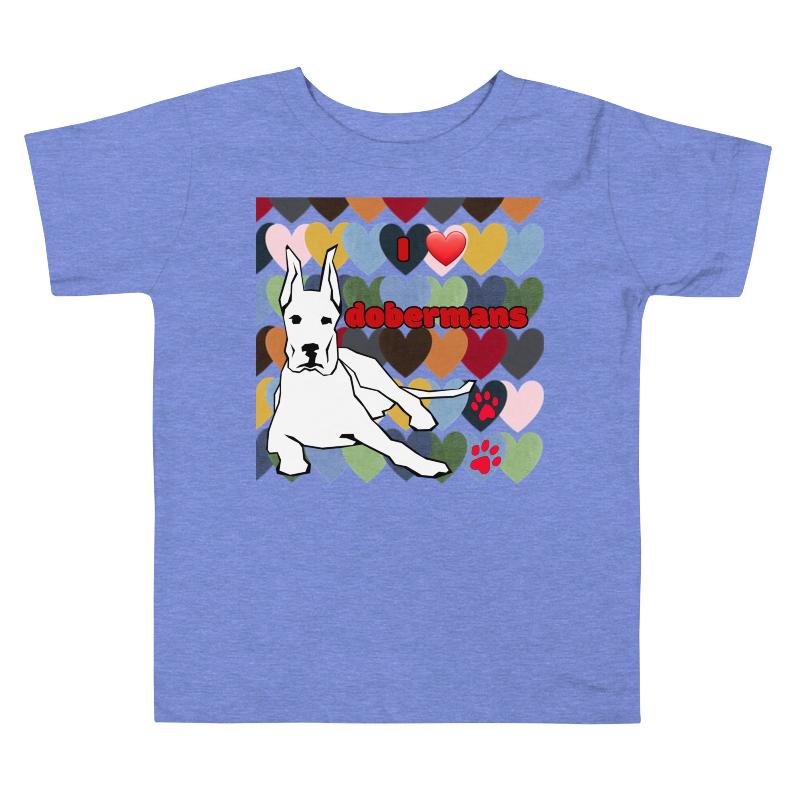 Toddler Short Sleeve Tee: Love Dobermans Big Dogs Big Hugs, Ltd.-blue