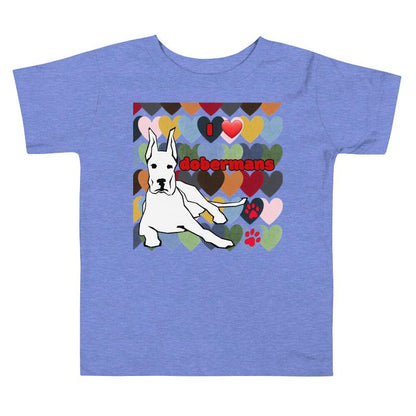 Toddler Short Sleeve Tee: Love Dobermans Big Dogs Big Hugs, Ltd.-blue