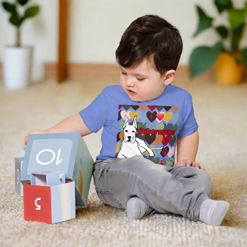 Toddler Short Sleeve Tee: Love Dobermans Big Dogs Big Hugs, Ltd.