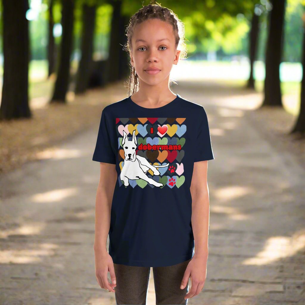 YOUTH Short Sleeve T-Shirt: Love Dobermans Big Dogs Big Hugs, Ltd.